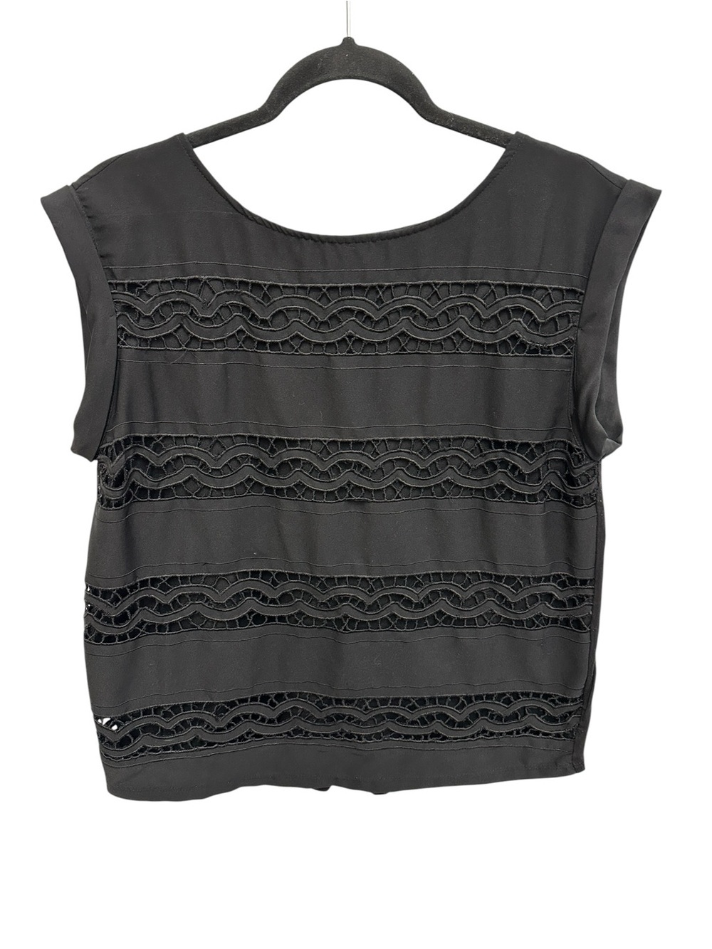 Dana Buchman black woven lace sleeveless blouse Size XS